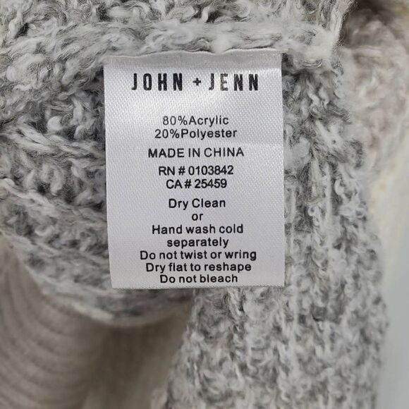 John + Jenn Chunky Knit Color Block Sweater Cream Gray Size XL‎ - Picture 5 of 6